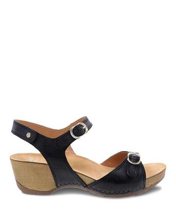Compensées Dansko Tricia Milled Burnished Femme Noir | FR 514JPQ